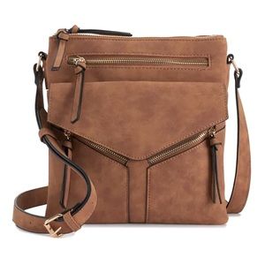 Faux Leather Brown Purse Cross Body With 3 Compartments